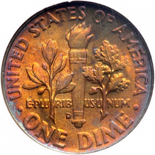 10 cent Reverse Image minted in UNITED STATES in 1960D (Roosevelt)  - The Coin Database