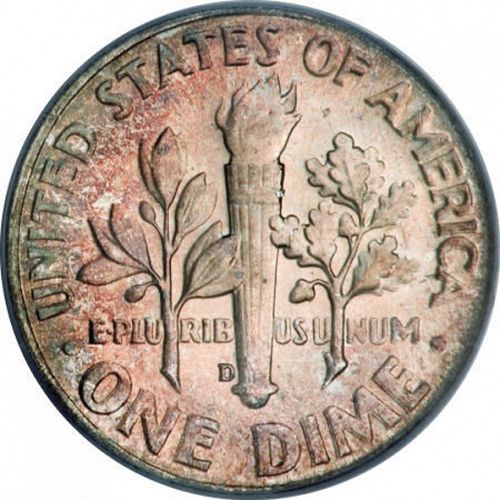 10 cent Reverse Image minted in UNITED STATES in 1964D (Roosevelt)  - The Coin Database