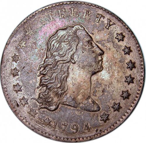 1 dollar Obverse Image minted in UNITED STATES in 1794 (Flowing Hair)  - The Coin Database