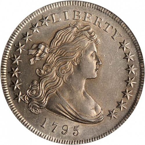 1 dollar Obverse Image minted in UNITED STATES in 1795 (Draped Bust - Small eagle)  - The Coin Database