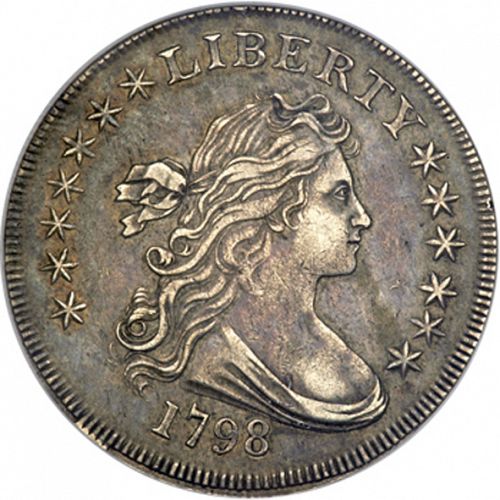 1 dollar Obverse Image minted in UNITED STATES in 1798 (Draped Bust - Small eagle)  - The Coin Database