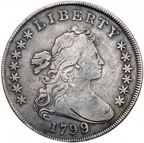 1 dollar Obverse Image minted in UNITED STATES in 1799 (Draped Bust - Heraldic eagle)  - The Coin Database