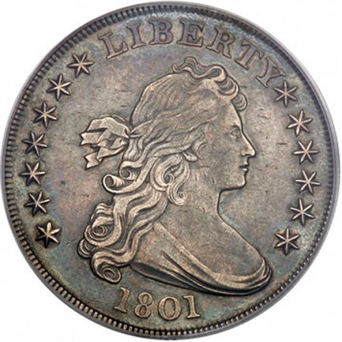 1 dollar Obverse Image minted in UNITED STATES in 1801 (Draped Bust - Heraldic eagle)  - The Coin Database