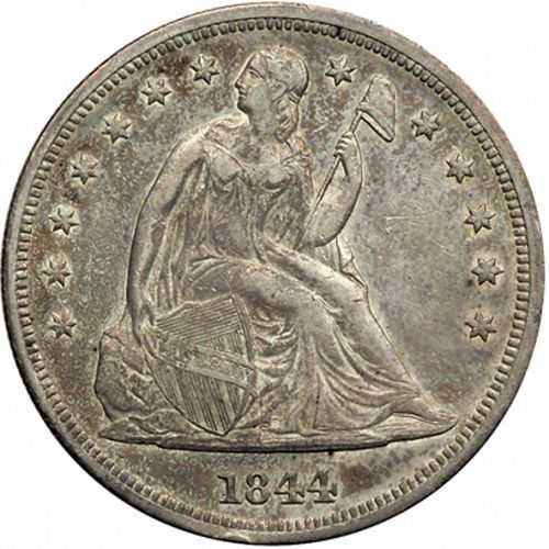 1 dollar Obverse Image minted in UNITED STATES in 1844 (Seated Liberty - No motto)  - The Coin Database