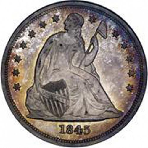 1 dollar Obverse Image minted in UNITED STATES in 1845 (Seated Liberty - No motto)  - The Coin Database