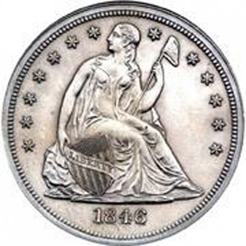 1 dollar Obverse Image minted in UNITED STATES in 1846 (Seated Liberty - No motto)  - The Coin Database