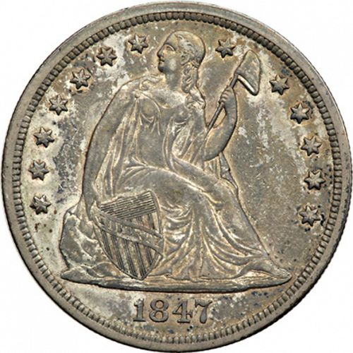 1 dollar Obverse Image minted in UNITED STATES in 1847 (Seated Liberty - No motto)  - The Coin Database
