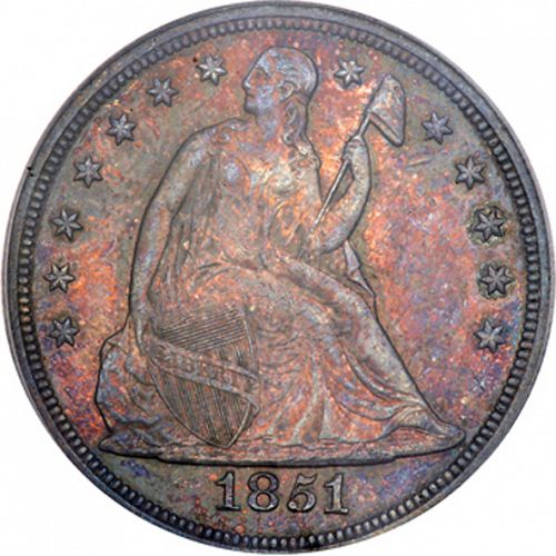 1 dollar Obverse Image minted in UNITED STATES in 1851 (Seated Liberty - No motto)  - The Coin Database