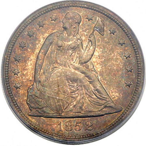 1 dollar Obverse Image minted in UNITED STATES in 1852 (Seated Liberty - No motto)  - The Coin Database