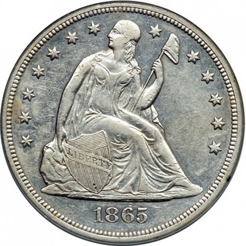 1 dollar Obverse Image minted in UNITED STATES in 1865 (Seated Liberty - No motto)  - The Coin Database
