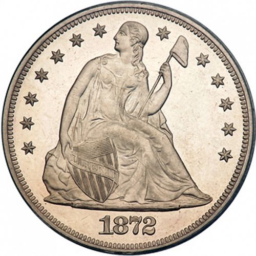 1 dollar Obverse Image minted in UNITED STATES in 1872 (Seated Liberty - Motto added on reverse)  - The Coin Database