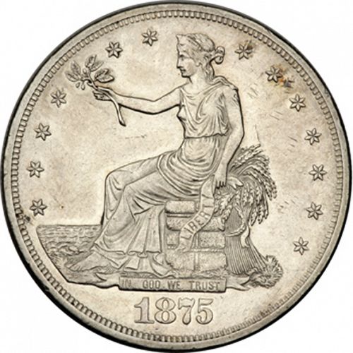 1 dollar Obverse Image minted in UNITED STATES in 1875CC (Trade)  - The Coin Database