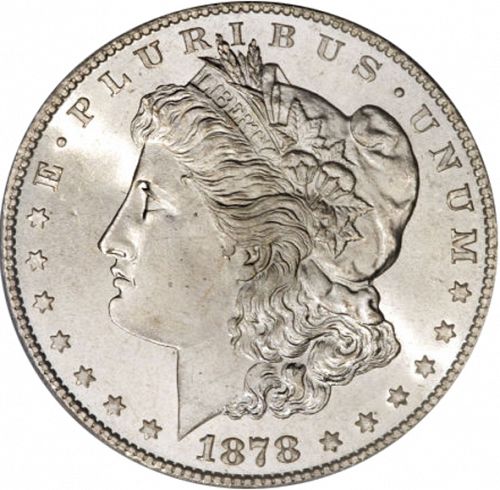 1 dollar Obverse Image minted in UNITED STATES in 1878S (Morgan)  - The Coin Database