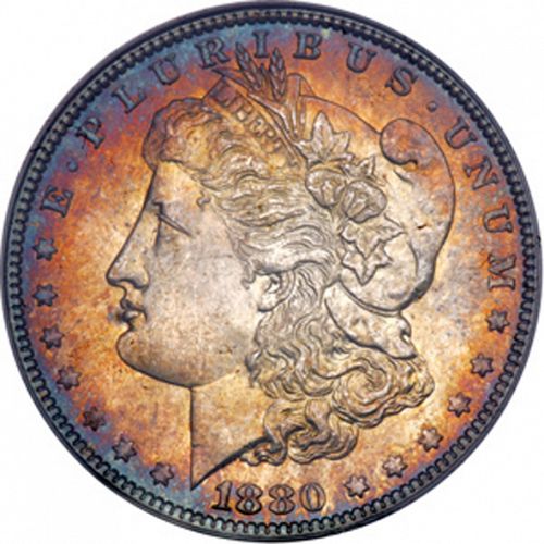 1 dollar Obverse Image minted in UNITED STATES in 1880 (Morgan)  - The Coin Database