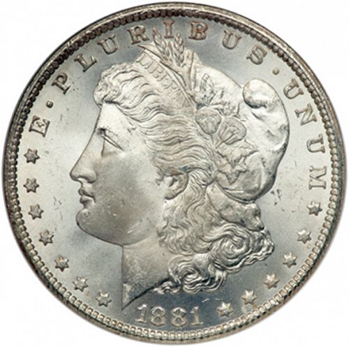 1 dollar Obverse Image minted in UNITED STATES in 1881CC (Morgan)  - The Coin Database