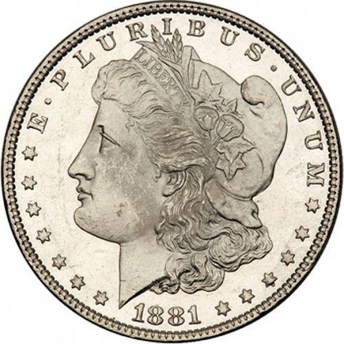 1 dollar Obverse Image minted in UNITED STATES in 1881O (Morgan)  - The Coin Database