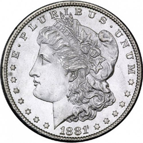 1 dollar Obverse Image minted in UNITED STATES in 1881S (Morgan)  - The Coin Database