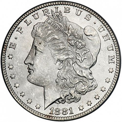1 dollar Obverse Image minted in UNITED STATES in 1881 (Morgan)  - The Coin Database
