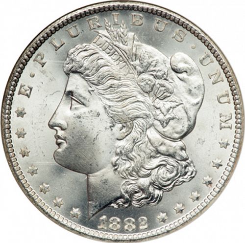 1 dollar Obverse Image minted in UNITED STATES in 1882CC (Morgan)  - The Coin Database
