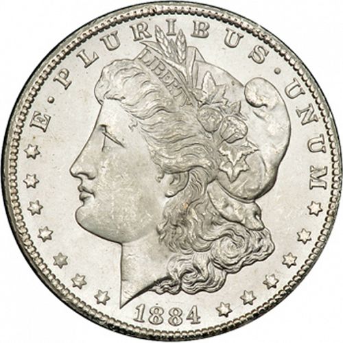 1 dollar Obverse Image minted in UNITED STATES in 1884CC (Morgan)  - The Coin Database