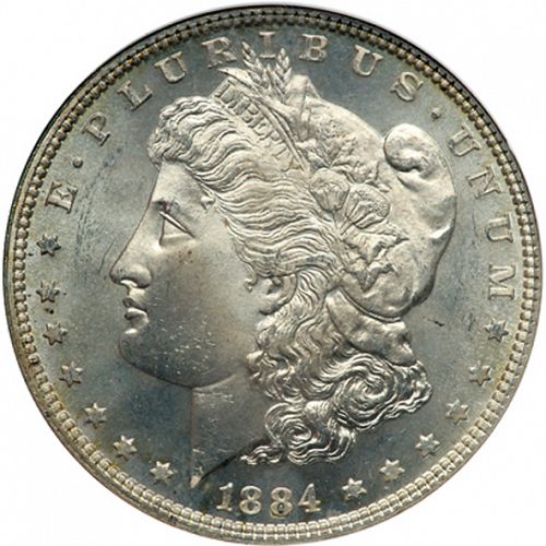 1 dollar Obverse Image minted in UNITED STATES in 1884 (Morgan)  - The Coin Database