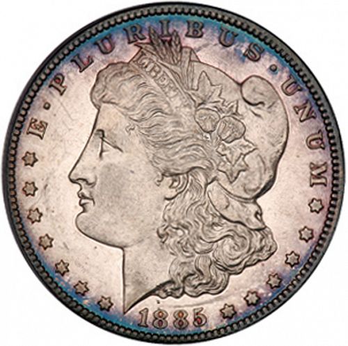 1 dollar Obverse Image minted in UNITED STATES in 1885CC (Morgan)  - The Coin Database