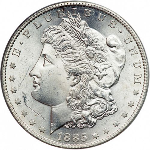 1 dollar Obverse Image minted in UNITED STATES in 1885S (Morgan)  - The Coin Database
