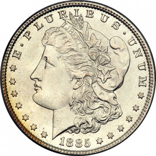 1 dollar Obverse Image minted in UNITED STATES in 1885 (Morgan)  - The Coin Database