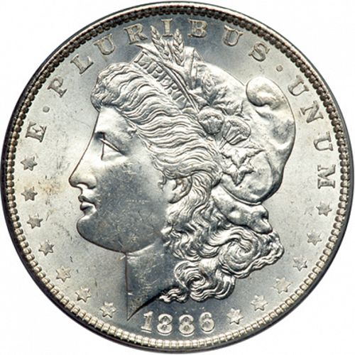 1 dollar Obverse Image minted in UNITED STATES in 1886 (Morgan)  - The Coin Database