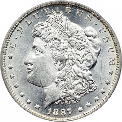 1 dollar Obverse Image minted in UNITED STATES in 1887O (Morgan)  - The Coin Database
