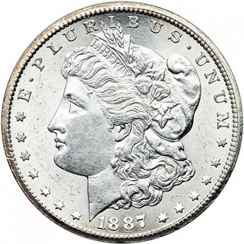 1 dollar Obverse Image minted in UNITED STATES in 1887S (Morgan)  - The Coin Database
