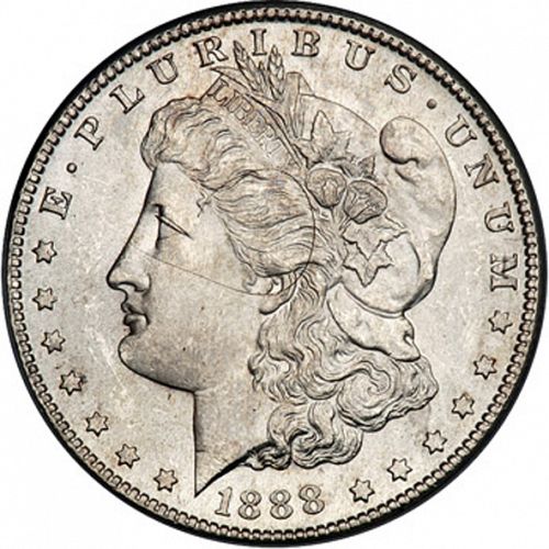 1 dollar Obverse Image minted in UNITED STATES in 1888S (Morgan)  - The Coin Database