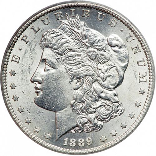1 dollar Obverse Image minted in UNITED STATES in 1889S (Morgan)  - The Coin Database