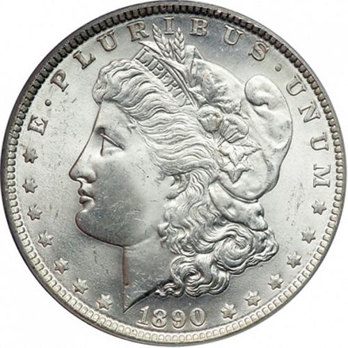 1 dollar Obverse Image minted in UNITED STATES in 1890 (Morgan)  - The Coin Database