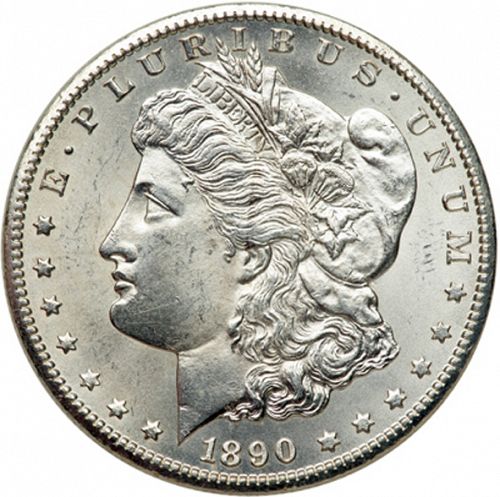 1 dollar Obverse Image minted in UNITED STATES in 1890CC (Morgan)  - The Coin Database