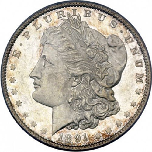 1 dollar Obverse Image minted in UNITED STATES in 1891 (Morgan)  - The Coin Database