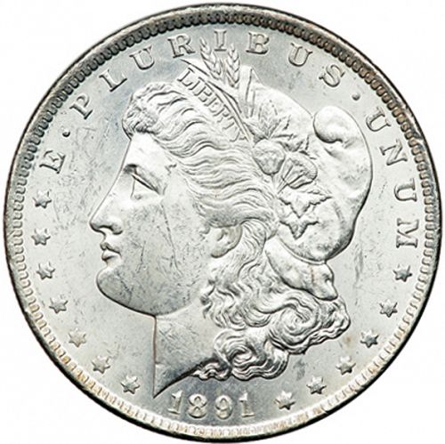 1 dollar Obverse Image minted in UNITED STATES in 1891CC (Morgan)  - The Coin Database