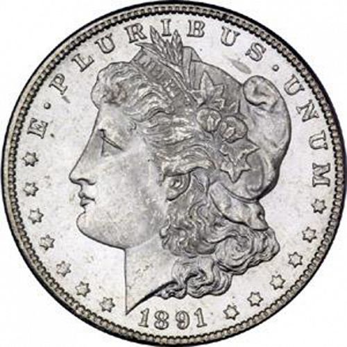 1 dollar Obverse Image minted in UNITED STATES in 1891O (Morgan)  - The Coin Database