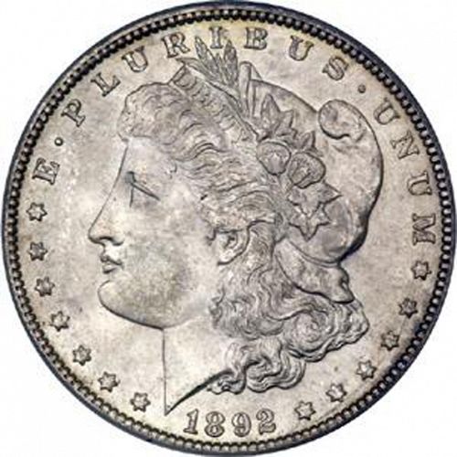 1 dollar Obverse Image minted in UNITED STATES in 1892 (Morgan)  - The Coin Database