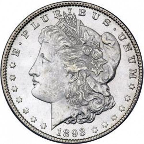 1 dollar Obverse Image minted in UNITED STATES in 1893 (Morgan)  - The Coin Database