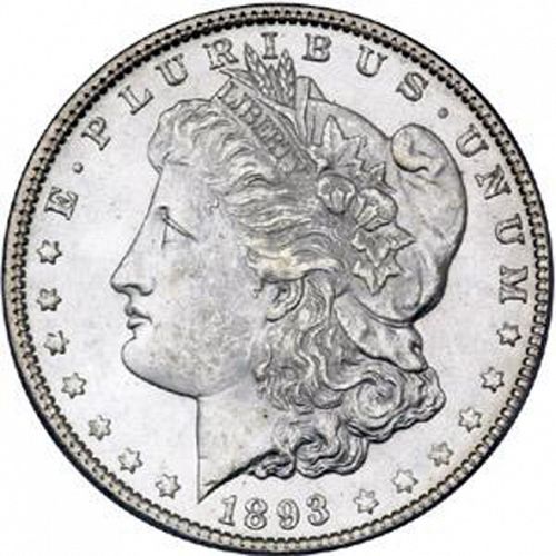 1 dollar Obverse Image minted in UNITED STATES in 1893 (Morgan)  - The Coin Database