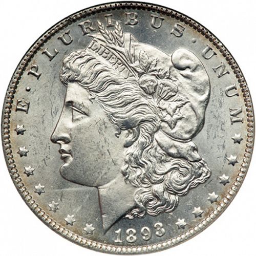 1 dollar Obverse Image minted in UNITED STATES in 1893O (Morgan)  - The Coin Database