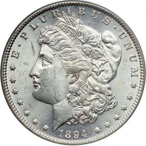 1 dollar Obverse Image minted in UNITED STATES in 1894 (Morgan)  - The Coin Database
