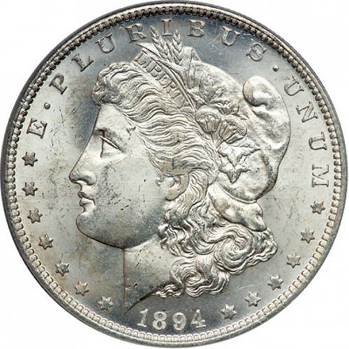 1 dollar Obverse Image minted in UNITED STATES in 1894S (Morgan)  - The Coin Database