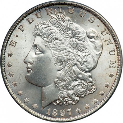 1 dollar Obverse Image minted in UNITED STATES in 1897 (Morgan)  - The Coin Database