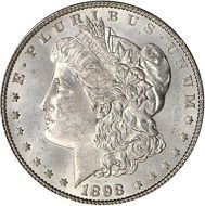 1 dollar Obverse Image minted in UNITED STATES in 1898 (Morgan)  - The Coin Database