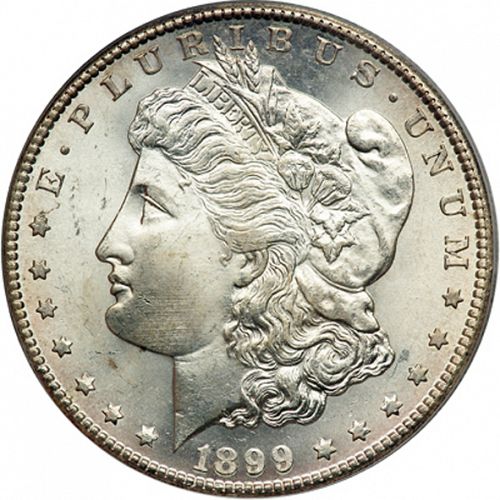 1 dollar Obverse Image minted in UNITED STATES in 1899S (Morgan)  - The Coin Database