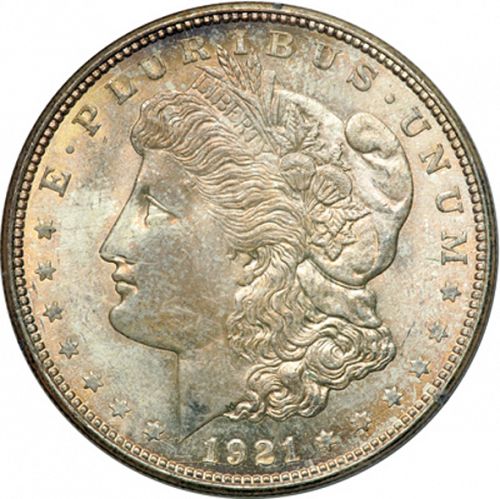 1 dollar Obverse Image minted in UNITED STATES in 1921D (Morgan)  - The Coin Database