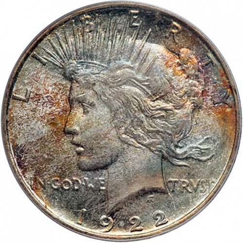 1 dollar Obverse Image minted in UNITED STATES in 1922D (Peace)  - The Coin Database