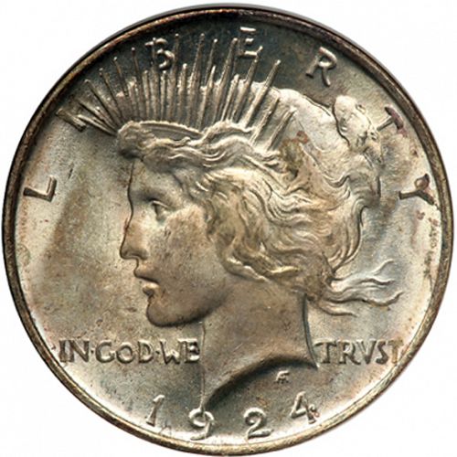 1 dollar Obverse Image minted in UNITED STATES in 1924 (Peace)  - The Coin Database